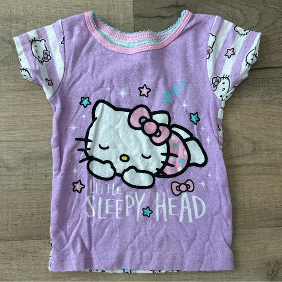 Sanrio Baby 2 Pc Purple Pink Stripe Little Sleepy Head Hello Kitty PJ Set 24 MO - Picture 2 of 7